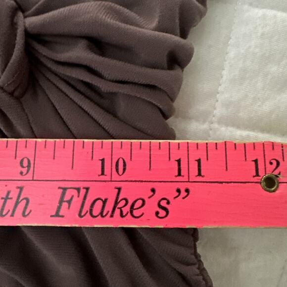 LAUREN RALPH LAUREN Dress Womens 2 Taupe Brown Faux Wrap Sheath Cocktail Evening - Picture 8 of 10